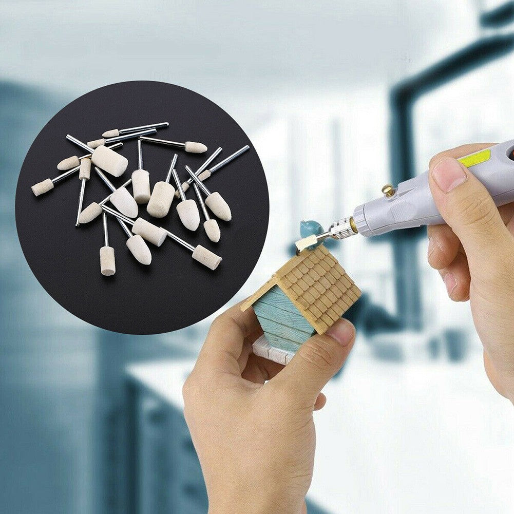 20Pcs Wool Felt Mounted Polishing Buffing Wheel Grinding Head For Drill Rotary Tool Shank Electric Grinding Accessories