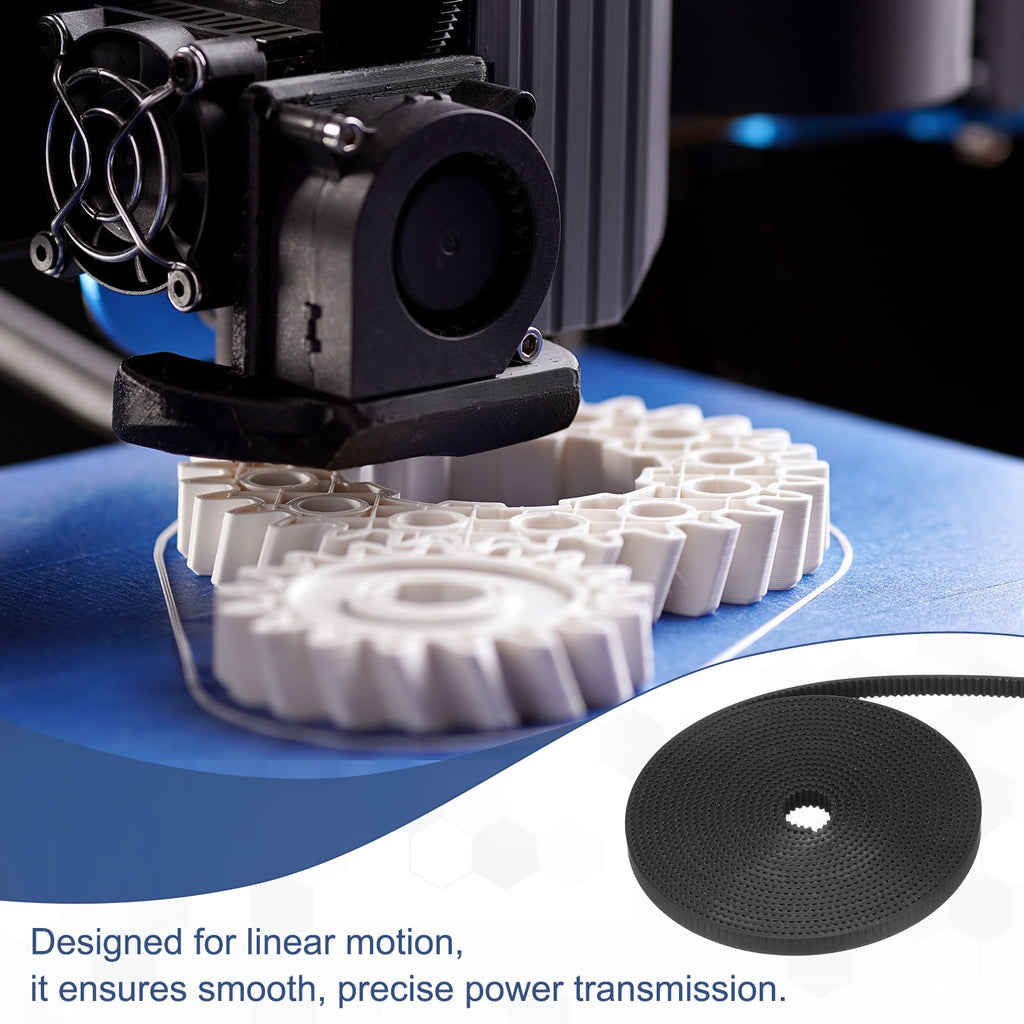 Uxcell PU Steel Cord 2GT Timing Belt Black Cloth Teeth 6x2000mm 2mm Pitch 2mm Thick White Open Loop Pulley Timing Belt for 3D Printer