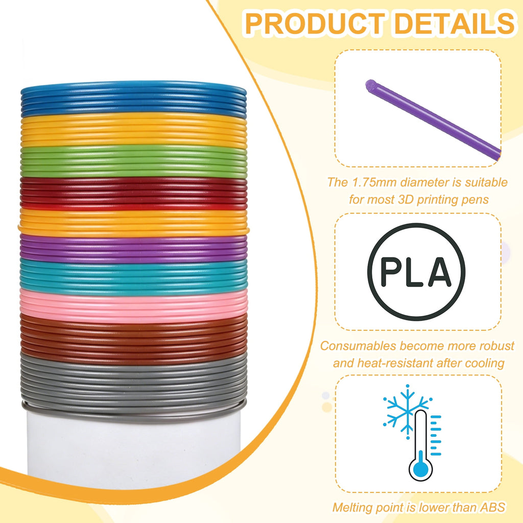 Uxcell 3D Pen Filament 6Pcs 1.75mm Total Length 196.8 Feet Purple PLA, 3D Pen Filament Refills Low Warping, for Creating Pictures Printed Model Printing Pen