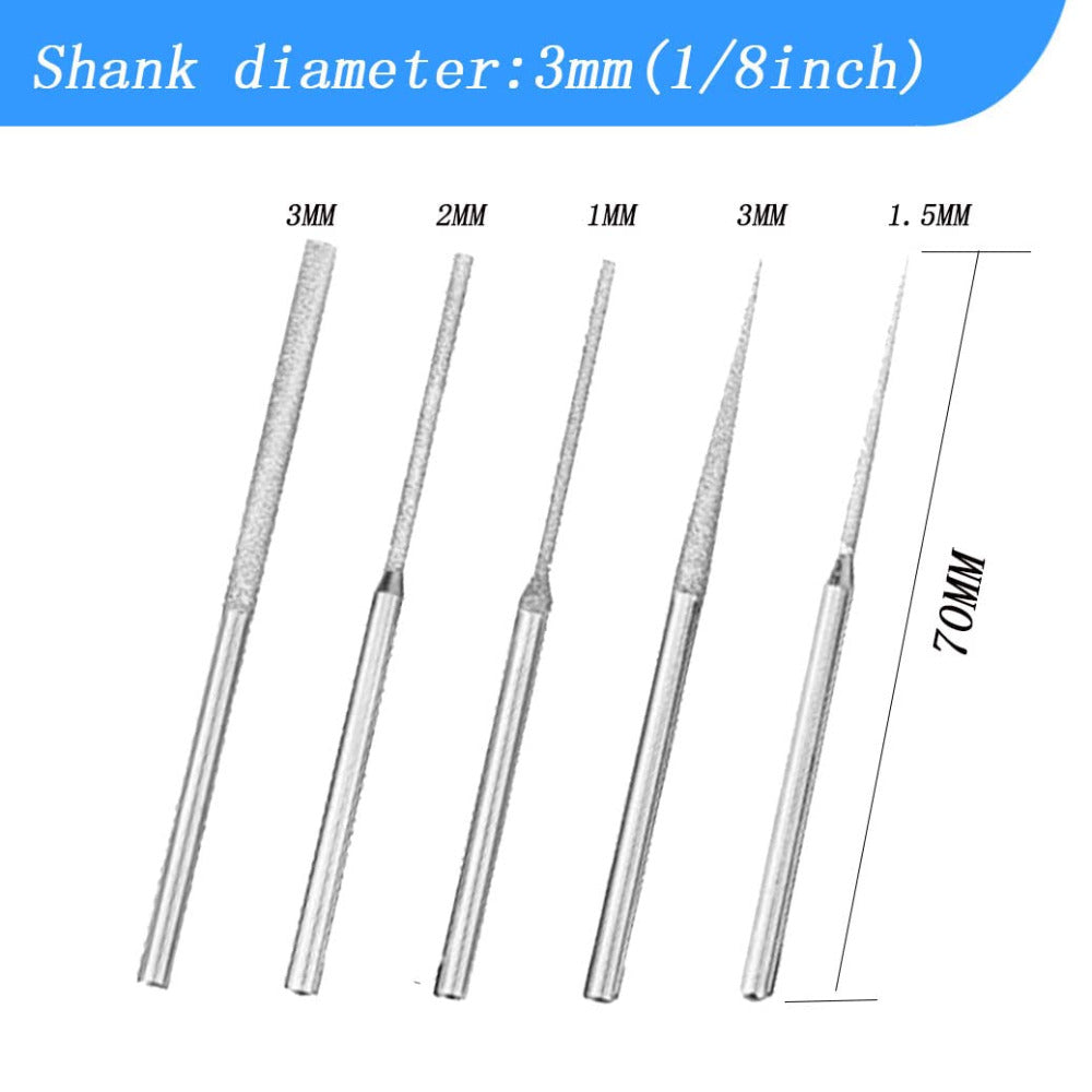 20pcs Diamond Mounted Bead Reamer , 5 Different Shapes Diamond Drill Bit, 1/8 Inch Shank Diamond Grinding Tool for Dremel Rotary Tool