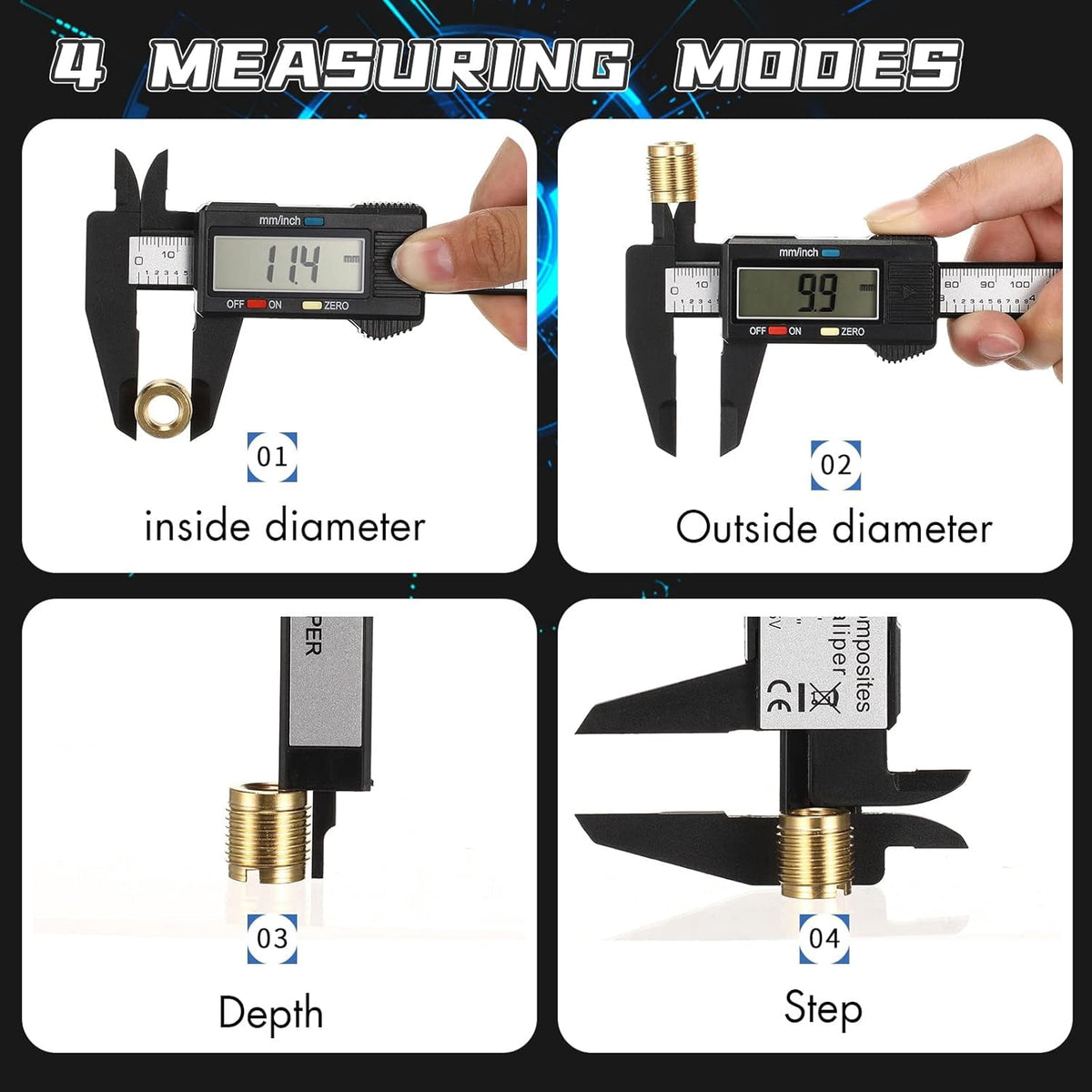Digital Calipers 0-6 inch/150mm Electronic Vernier Caliper with LCD Screen, Inch/Metric Conversion, Auto Off - Plastic Insulated Jaws for Safe DIY, Jewelry, Craft & Home Measurement