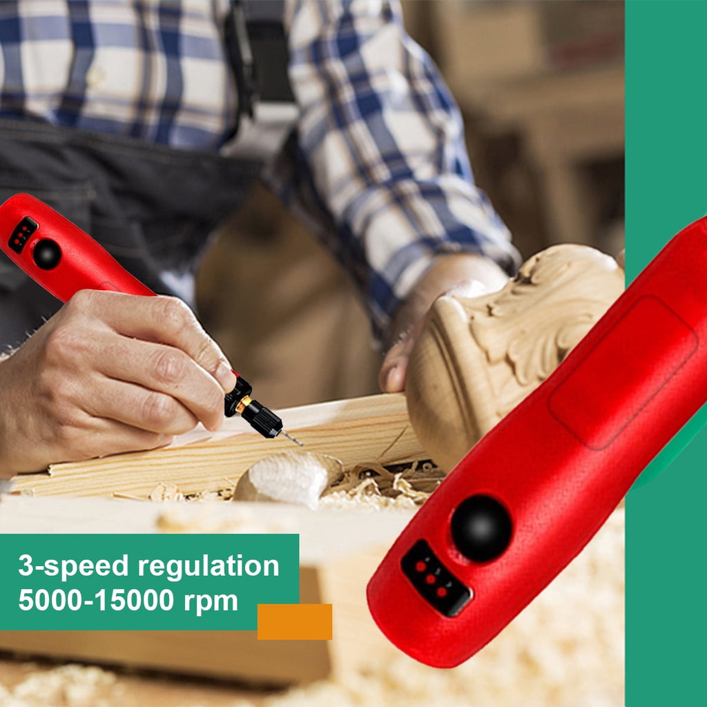 Cordless Rotary Tool Adjustable Speed Mini Electric Grinder Rechargeable Engraving Pen with 3 Speed and 36Pcs Accessories for Sanding Polishing Drilling Carving
