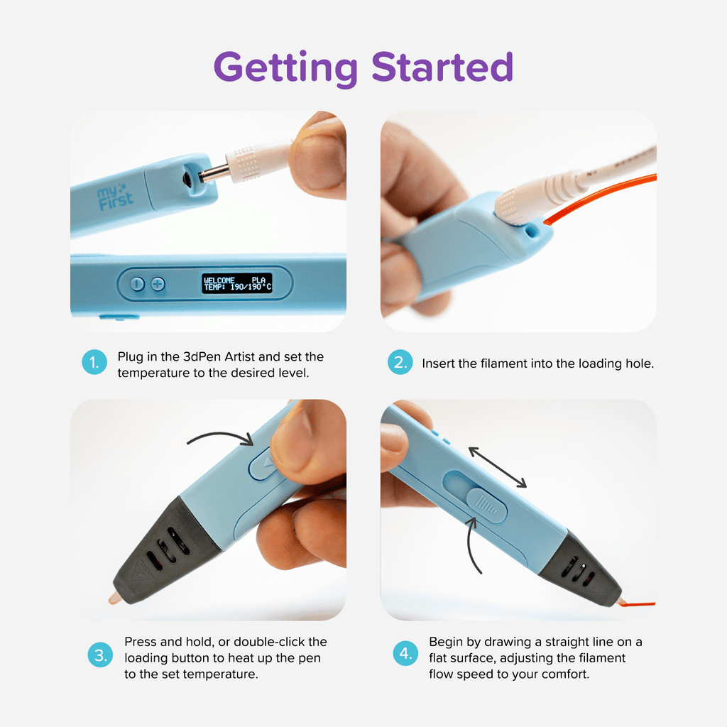 myFirst 3D Pen Artist (Blue) 3D Pen Starter Kit with 6 Colours Filaments, Design Template, Arts & Craft for 12 Years Old & Above