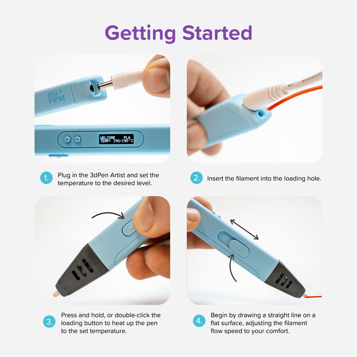 myFirst 3D Pen Artist (Blue) 3D Pen Starter Kit with 6 Colours Filaments, Design Template, Arts & Craft for 12 Years Old & Above