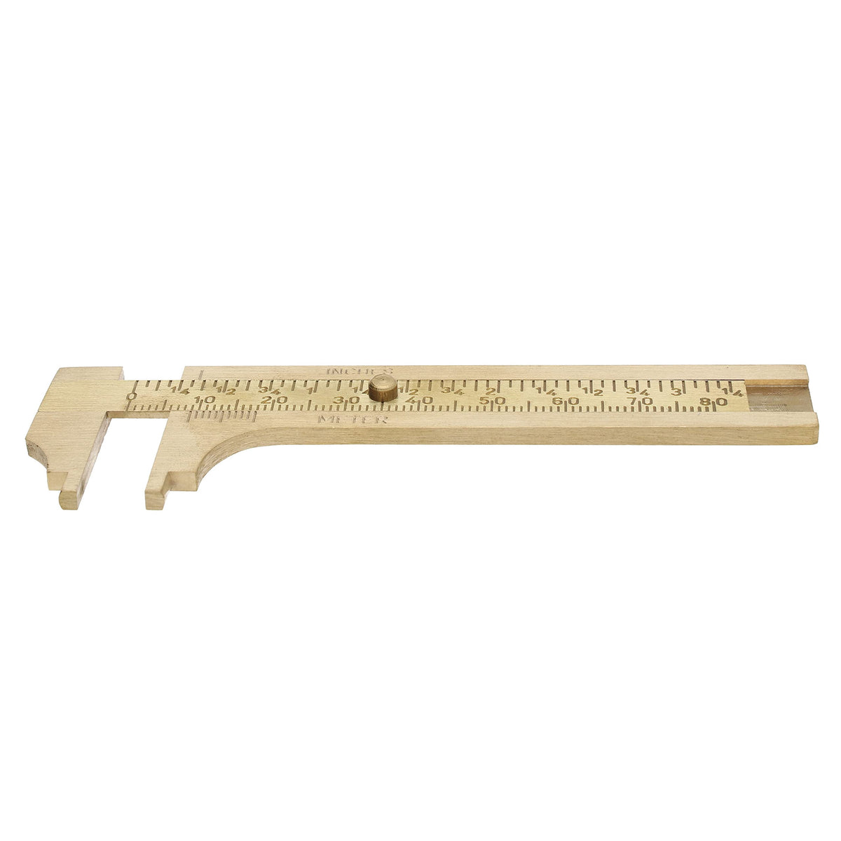 Economy Brass Gauge &ndash; 80mm (3.14&rdquo;) Pocket Sized Slide Gauge &ndash; Measures in Both in Inches and Millimeters &ndash; Sliding Caliper Ruler &ndash; Non-Magnetic Measur