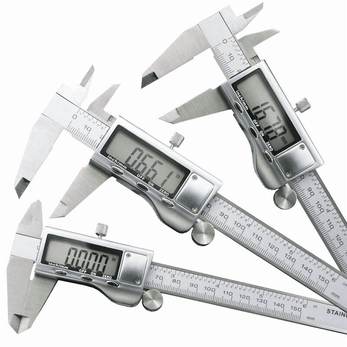 SJPACK 6" 150mm Stainless steel Digital Caliper Micrometer LCD Gauge Vernier Electronic Measuring Tool Silver with Case