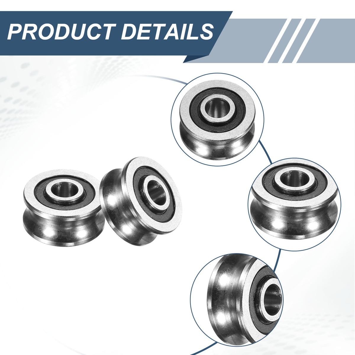 Uxcell 4 Pcs U Groove Bearings, 4x13x6mm Rail Ball Bearings Groove Guide Pulley Bearing Steel Replacement for Rail Track Linear Motion System Printing Project ABEC1