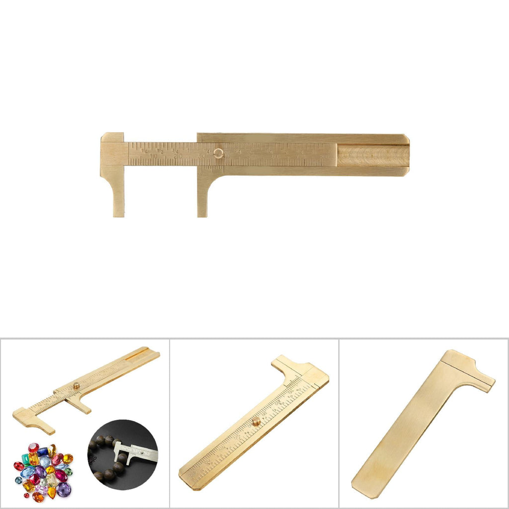 Riousery Double Scale Brass Vernier Caliper Jewelry Maker Measuring Ruler Authenticate Dimensions for Gemstones Beads Walnuts Antiques and Handcrafts 3.15 Inches 80mm