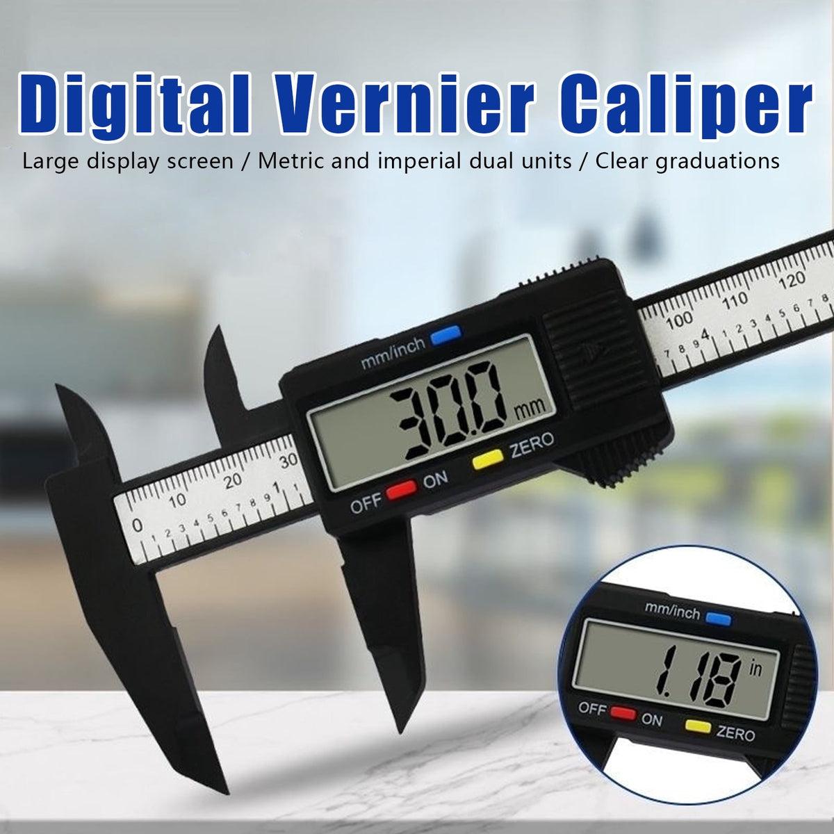 Digital Caliper,0-100mm Calipers Measuring Tool with LCD Screen,Inch and Millimeter Conversion,Electronic Micrometer Caliper for Household/Measurment(Black)