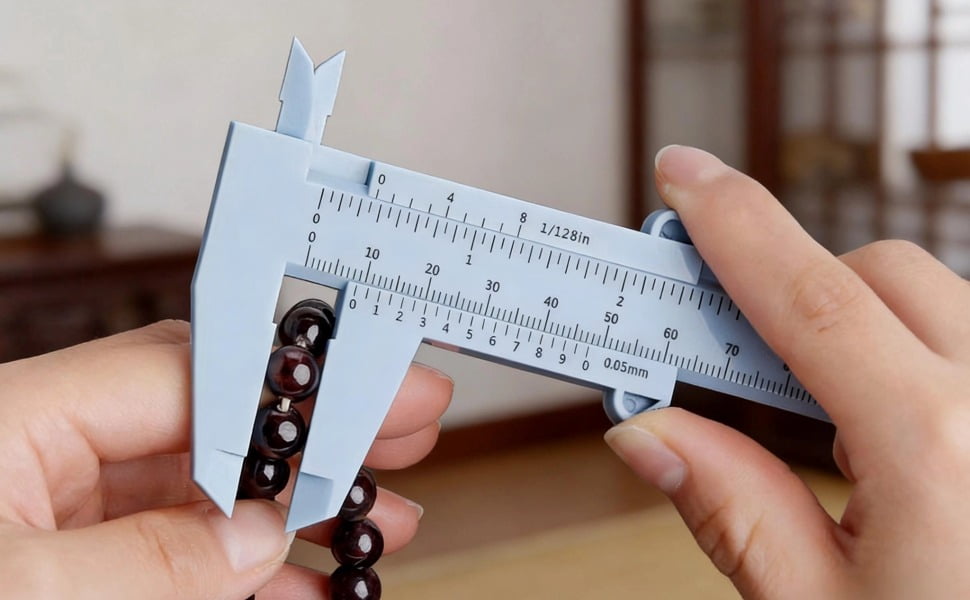 2 Pcs Plastic Sliding Calipers, 5.9 in / 150 mm Vernier Ruler, 0.05 mm Precision Mini Measuring Tool with Dual Scales, White Blue Eyebrow Tattoo Caliper for Permanent Makeup, Jewelry