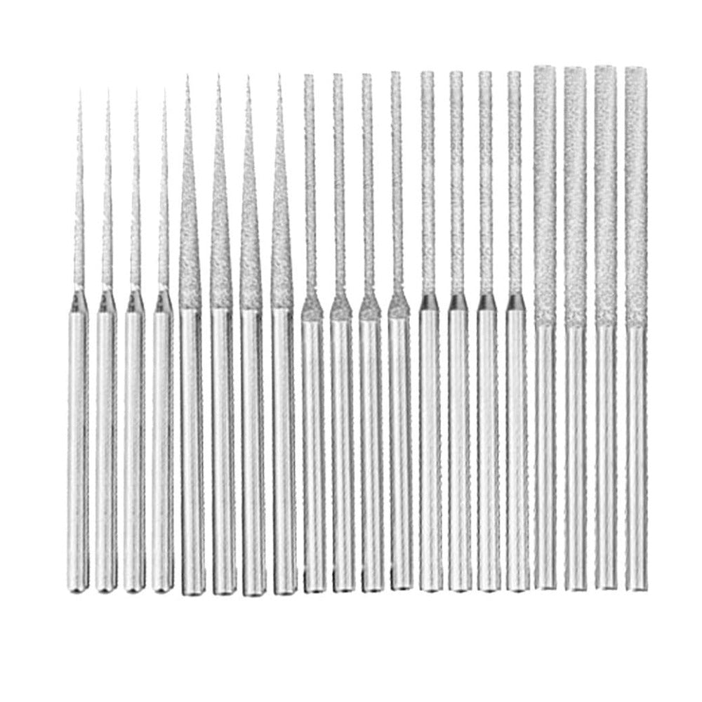 20pcs Diamond Mounted Bead Reamer , 5 Different Shapes Diamond Drill Bit, 1/8 Inch Shank Diamond Grinding Tool for Dremel Rotary Tool