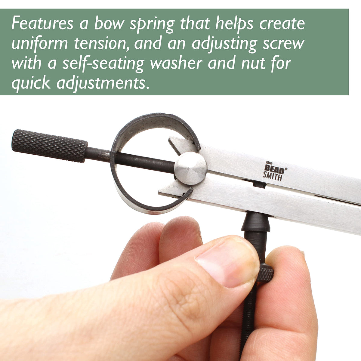 The Beadsmith Stainless Steel Divider Caliper – 3-Inch with Scriber Tips – Bow Spring and Adjusting Screw – for Measuring, Drawing, Drafting, and Leather, Wood, and Metal Work