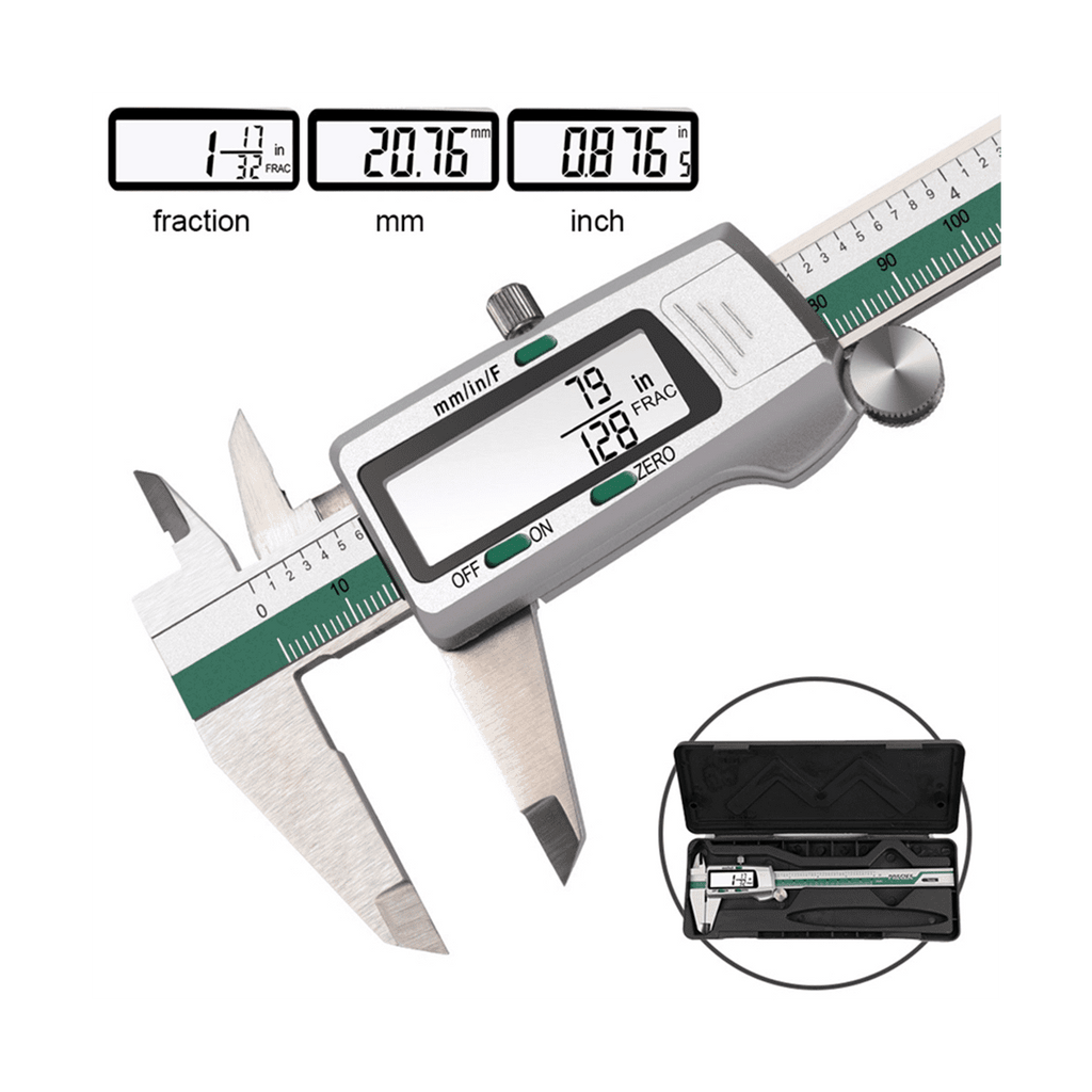 ET50 Spelling Stainless Steel Vernier Calipers with Fractions with Metal Digital Mixed Score Display