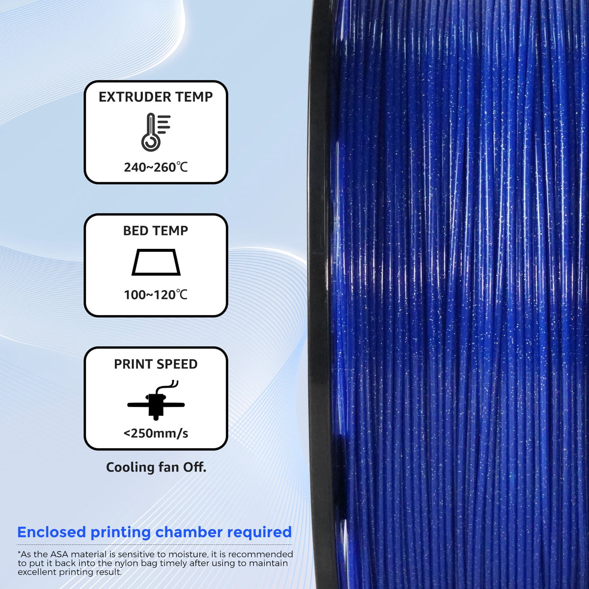 Flashforge ASA Filament 1.75mm, 1KG/2.2lbs ASA 3D Printer Filament, Burnt Titanium
