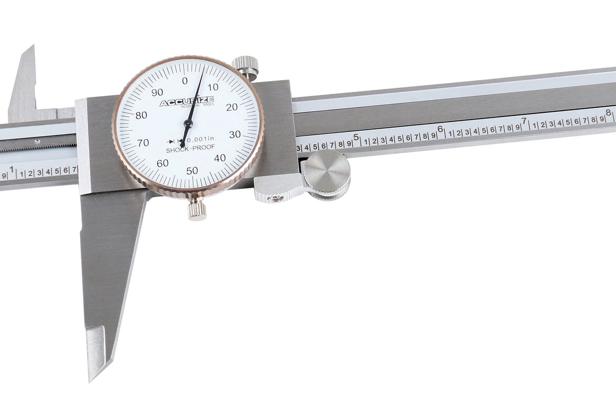 Accusize 0-12 inch by 0.001 inch Precision Dial Caliper, Stainless Steel, in Fitted Box, P920-S212