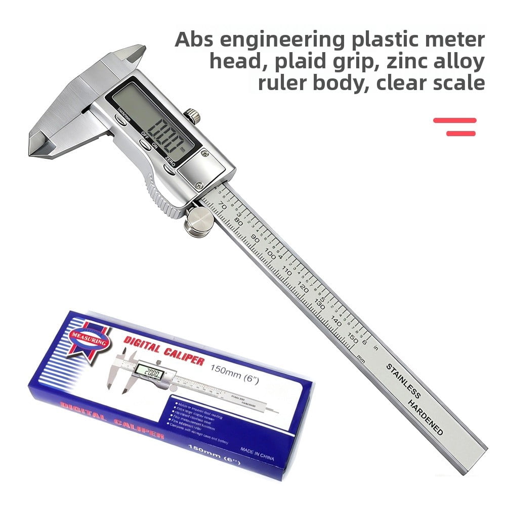 Digital Caliper, Caliper Measuring Tool with Stainless Steel, Electronic Micrometer Caliper with Large LCD Screen, Auto-Off Feature, Inch and Millimeter Conversion (6 Inch/150 mm)