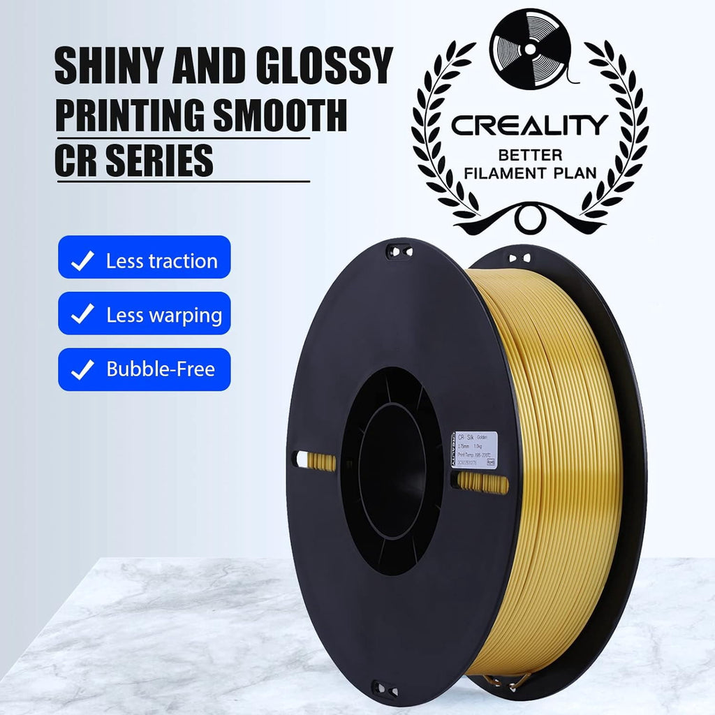 Creality 3D Printing Silk PLA Filament 3D Printer Gold Silver Shiny Filaments 1.75mm Neatly Wound Dimensional Accuracy +/- 0.03 mm Silk Smooth Printing 2.2lbs for Most 3D Printers