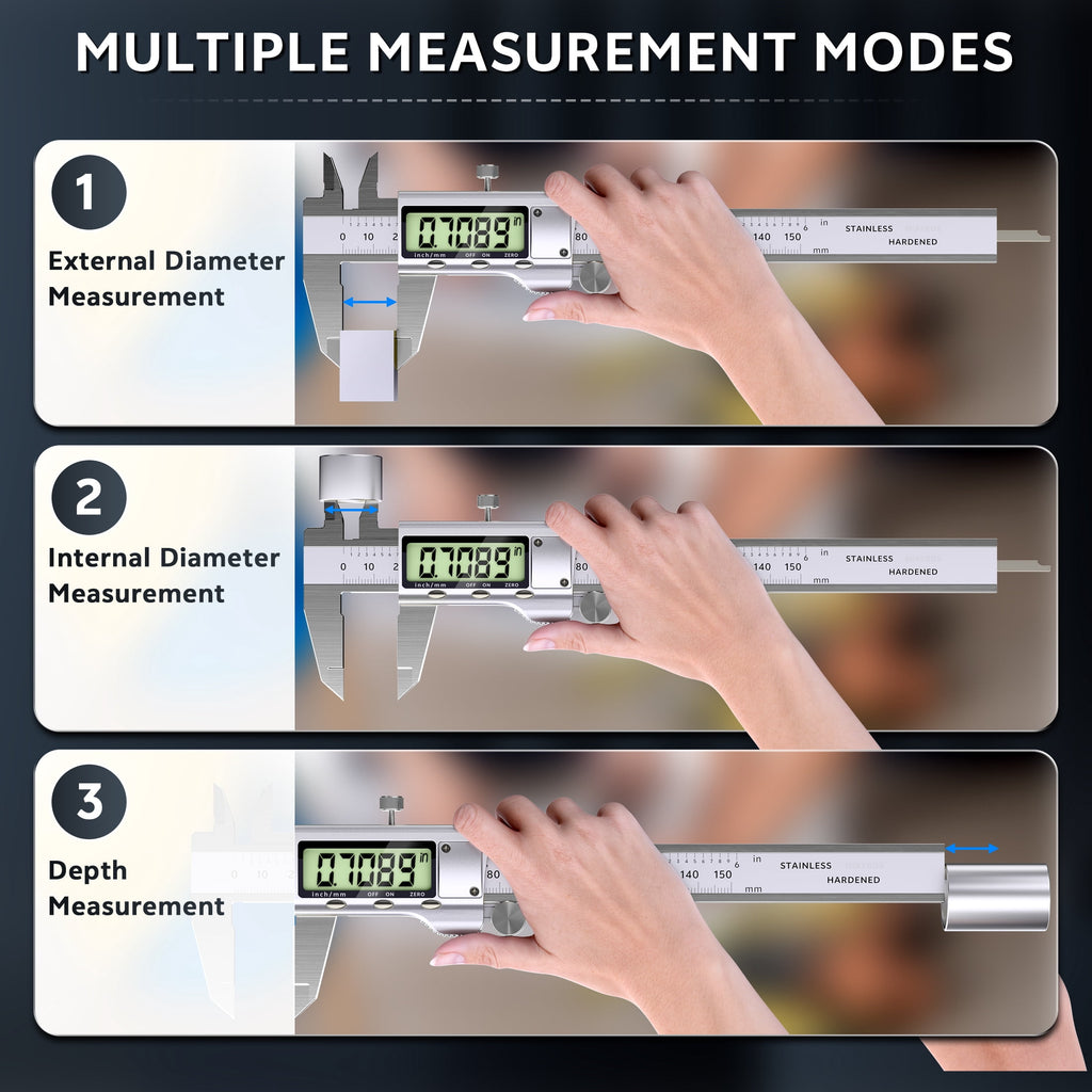 IMAXBOS 6-Inch Digital Caliper, Professional Metal Vernier Caliper with LCD Display, Inch/MM Conversion, Zinc-Plated Rust-Resistant, Auto Shut-Off & Zero Function, Includes Extra Battery