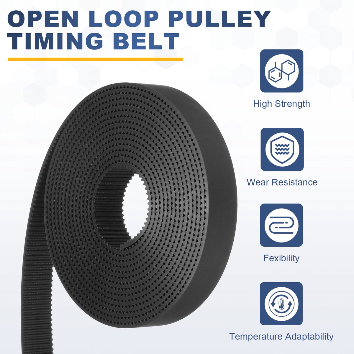Uxcell Polyurethane PU Steel Cord 2GT Timing Belt 15x2000mm2mm Pitch 2mm Thick Black Open Loop Pulley Timing Belt for 3D Printer