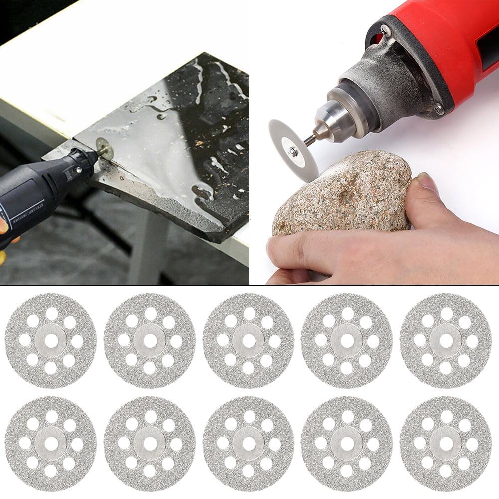 ODOMY 60Pcs Diamond Cutting Wheel Kits, Shank Mini Cut Off Wheel Rotary Tool Accessories with Mandrels for Plastic Metal Wood Stone