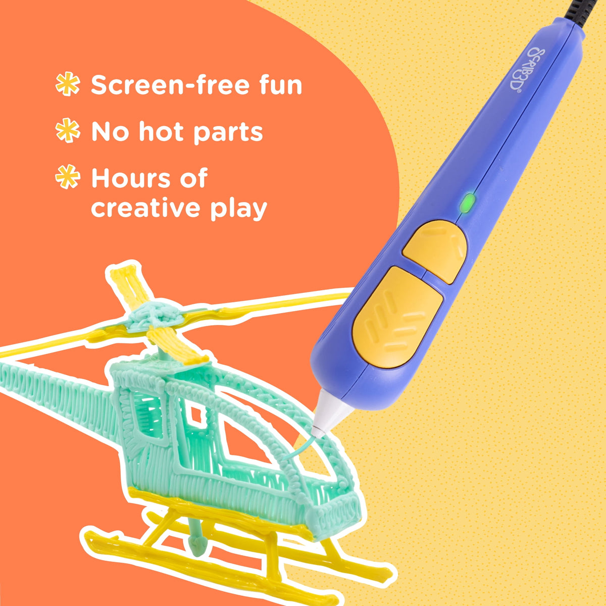 SCRIB3D Junior 3D Printing Pen Filament Refills, 2.5 mm PCL, BPA-Free & Non-Toxic, 10 Colors, 10 Spools (9.8 ft Each)