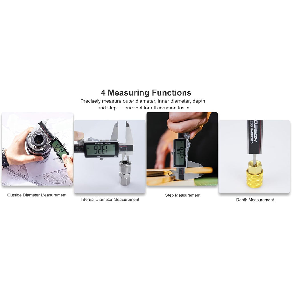 Digital Caliper, Rechargeable Digital Micrometer-IP54 Waterproof, Stainless Steel & Large LCD Screen Caliper Measuring Tool-Inch/Metric/Fraction,6" Calipers-Auto Off for Pros & DIYers
