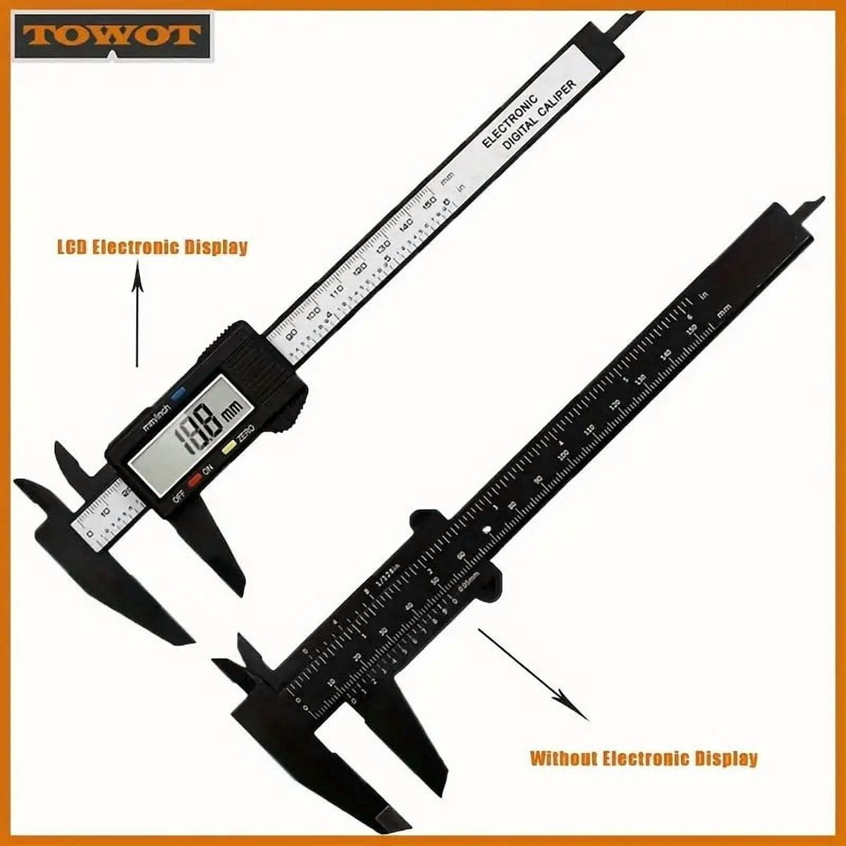 DEXIMRO Digital Caliper Measuring Tool, Stainless Steel Vernier Caliper Digital Micrometer with Large LCD Screen, Easy Switch from Inch Metric Fraction, 4 Inch Caliper Tool for DIY/Household