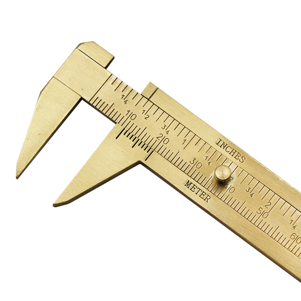 RABBITH Brass 80mm Sliding Metric and Inch Mini Caliper Gauge Retro Vernier Caliper Bead Wire Jewelry Measuring Tool Golden