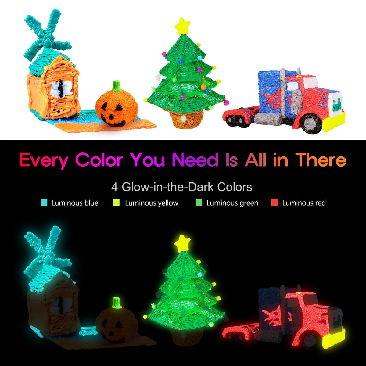 3D Pen PLA Filament Refills, 20 Colors Support for All 1.75mm 3D Printer / 3D Pen, 10 Feet Each Color, Total 200Ft 3D Printing Material (3M Each Color)