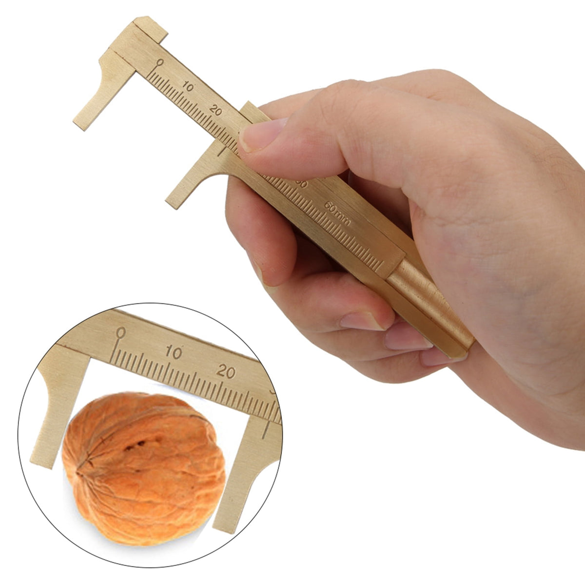 BIMZUC Brass Vernier Caliper 3.94 inches / 10 cm Pocket Measuring Tool for Jewelry Woodworking Crafts and Stones