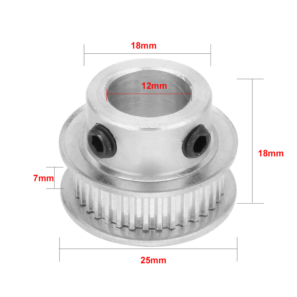 Aluminum M-X-L 35 Teeth 12mm Bore 7mm Belt Timing Idler Pulley Synchronous Wheel