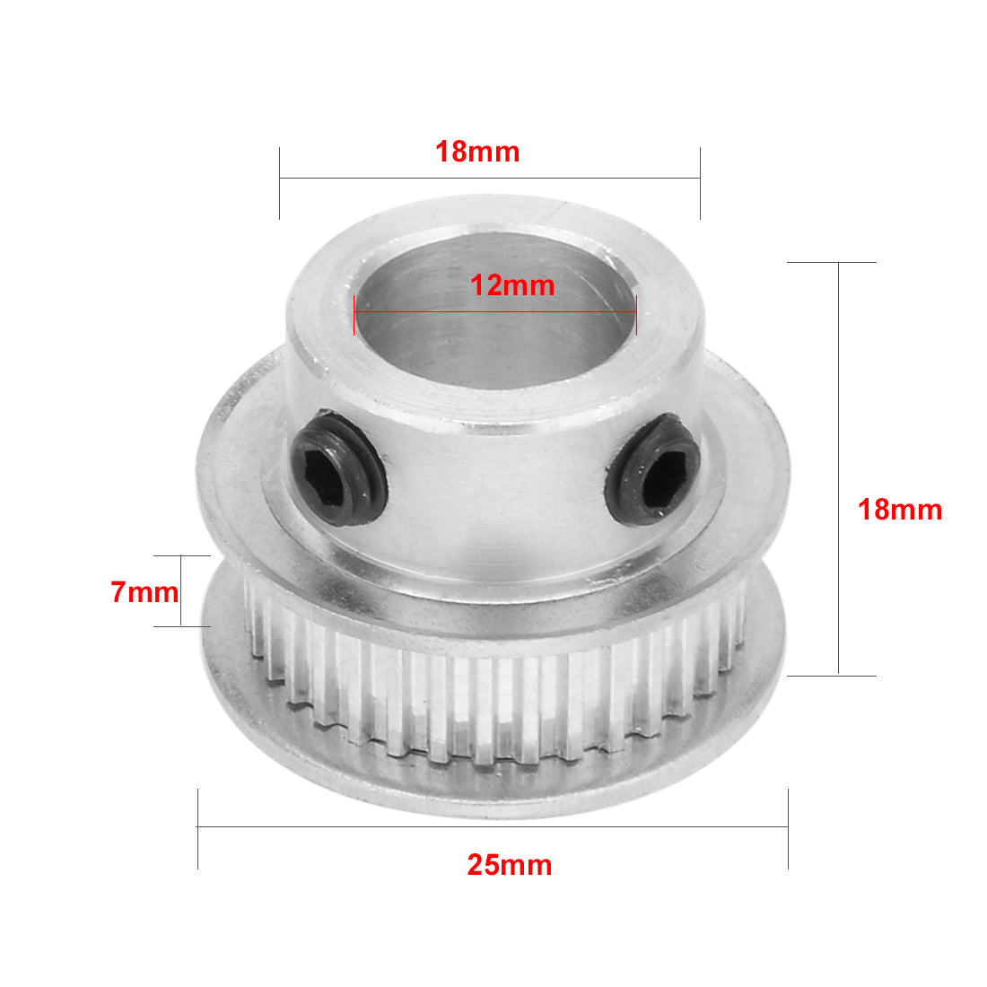 Aluminum M-X-L 35 Teeth 12mm Bore 7mm Belt Timing Idler Pulley Synchronous Wheel