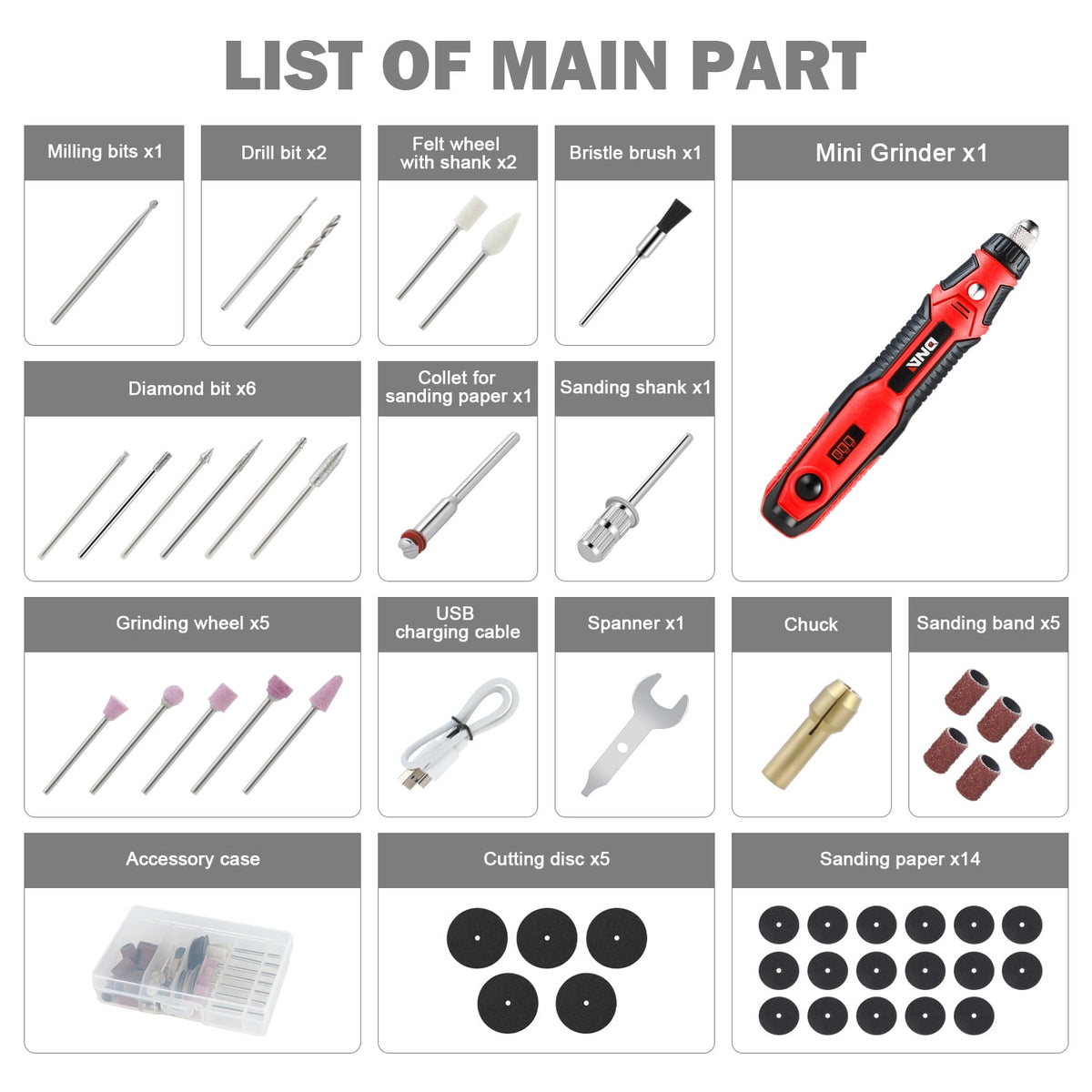 ‎Power Rotary Tool Kit, 3.7V Cordless Mini Grinder Multi-Tool Set for Drilling Grinding Polishing Engraving and Cutting, Red