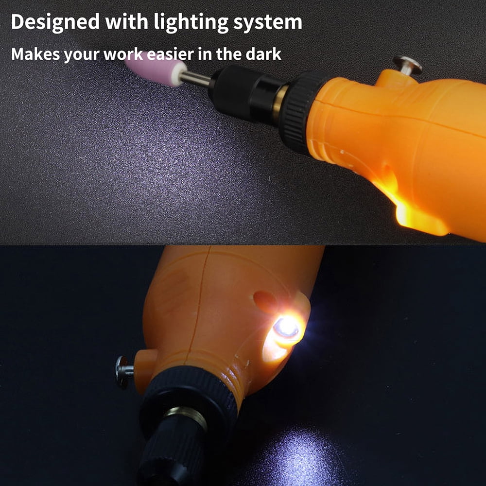 JENABOM 58 in 1 Mini Cordless Rotary Tool, 3.7V Electric Rotating Tool , LED Lights, 5-Speed and USB Charging, Used for Polishing, Carving, and DIY （Orange）