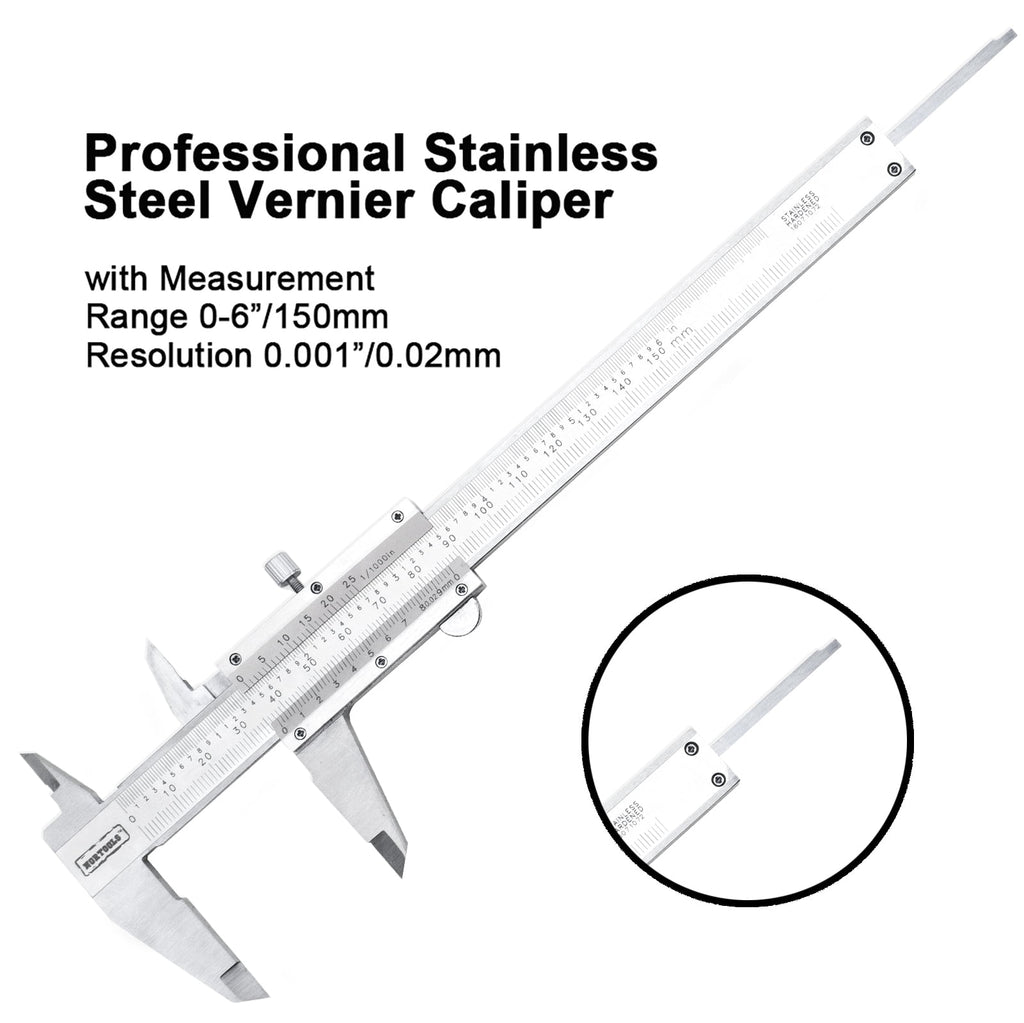 NORTOOLS Vernier Caliper, Silver, 6 Inch/150mm, Stainless Steel.