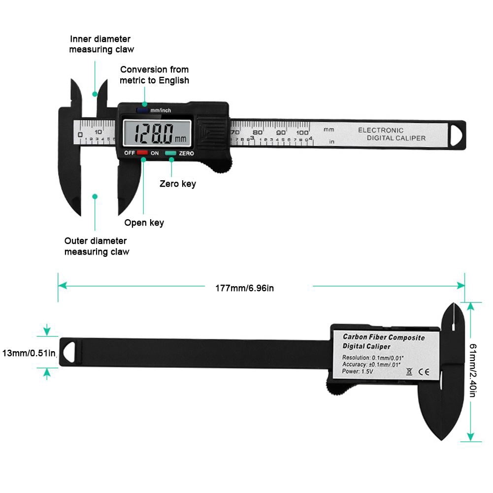 New 100mm Electronic Digital Caliper Carbon Fiber Dial Vernier Caliper Digital Micrometer Tool Ruler Measuring Gauge