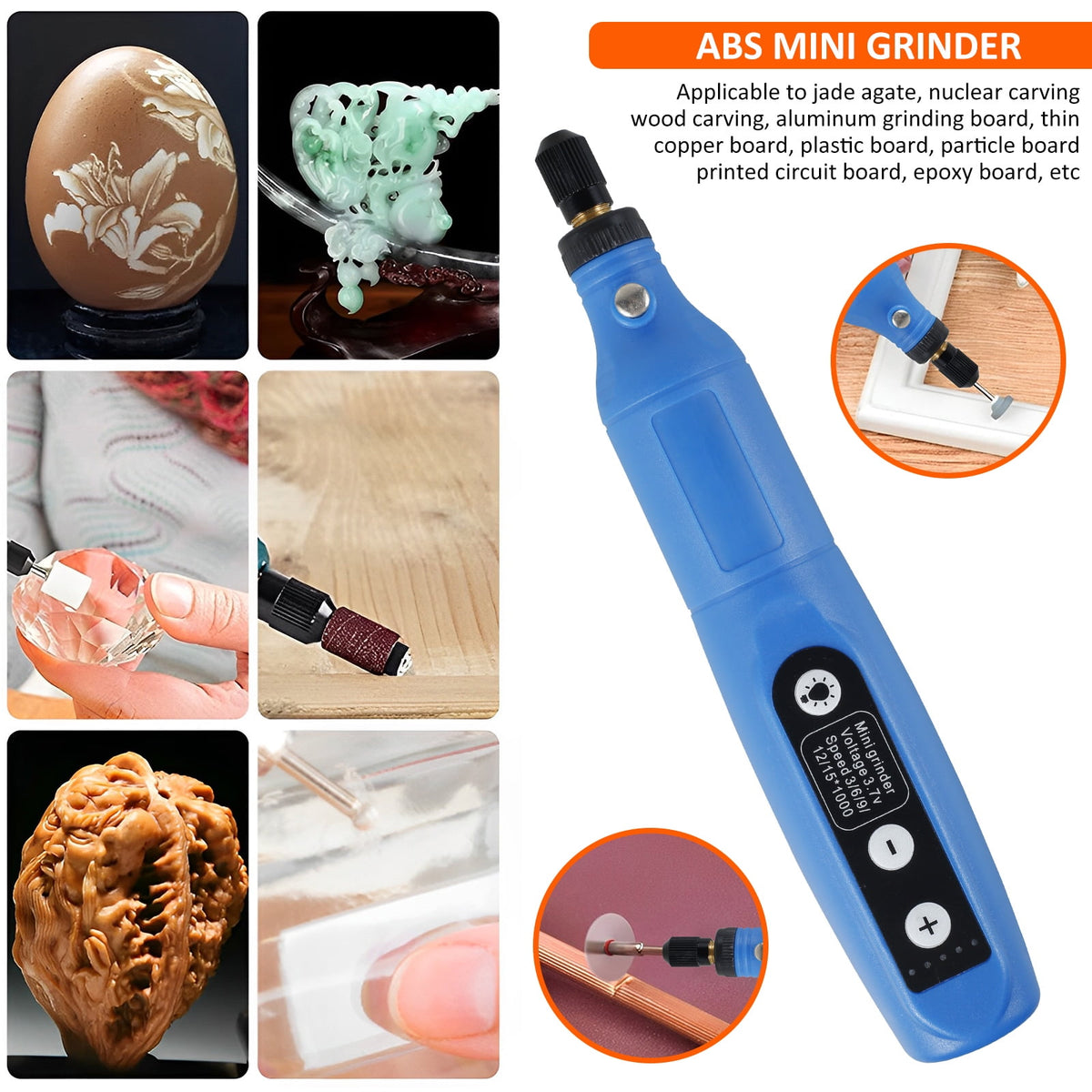 BUTORY Cordless Rotary Tool Adjustable Speed Mini Electric Grinder Rechargeable Handheld Engraving Pen with 5 Speed and LED Light for Sanding Polishing Drilling Carving