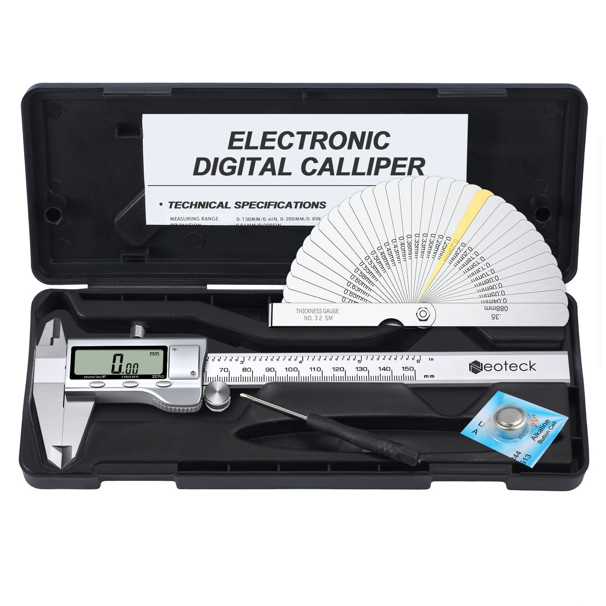 Neoteck 150mm Electronic Digital Caliper Vernier Caliper Gauge Micrometer Ruler
