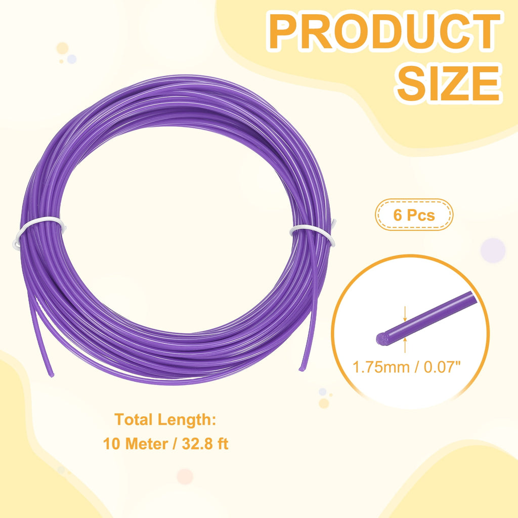 Uxcell 3D Pen Filament 6Pcs 1.75mm Total Length 196.8 Feet Purple PLA, 3D Pen Filament Refills Low Warping, for Creating Pictures Printed Model Printing Pen