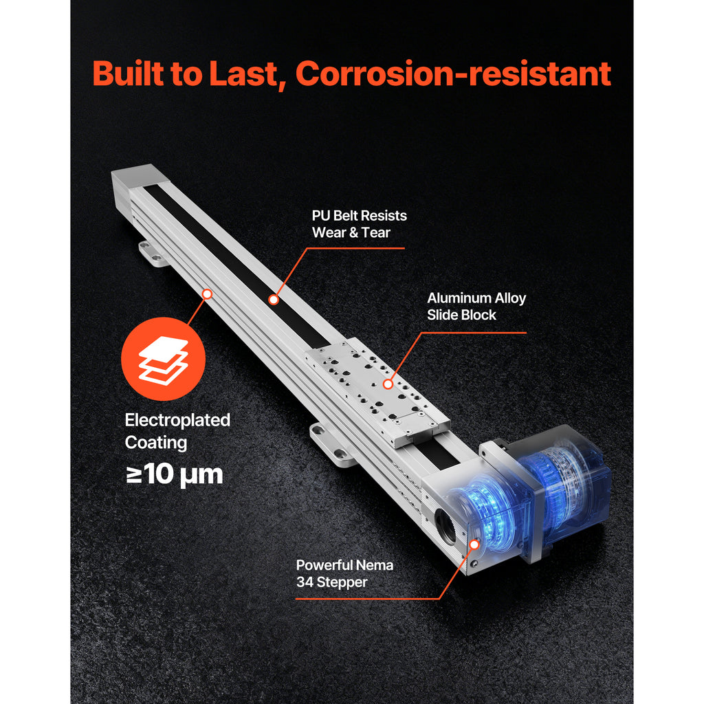 KFFKFF Linear Guide Rail with Belt Drive, CNC Motion Stage Actuator, Equipped with Nema34 Stepper Motor, 600 mm Stroke Length, Designed for High-Speed Operation, Suitable for Engraving Machines