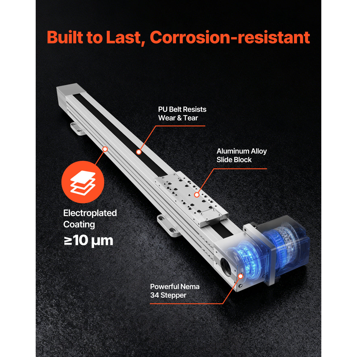 KFFKFF Linear Guide Rail with Belt Drive, CNC Motion Stage Actuator, Equipped with Nema34 Stepper Motor, 600 mm Stroke Length, Designed for High-Speed Operation, Suitable for Engraving Machines