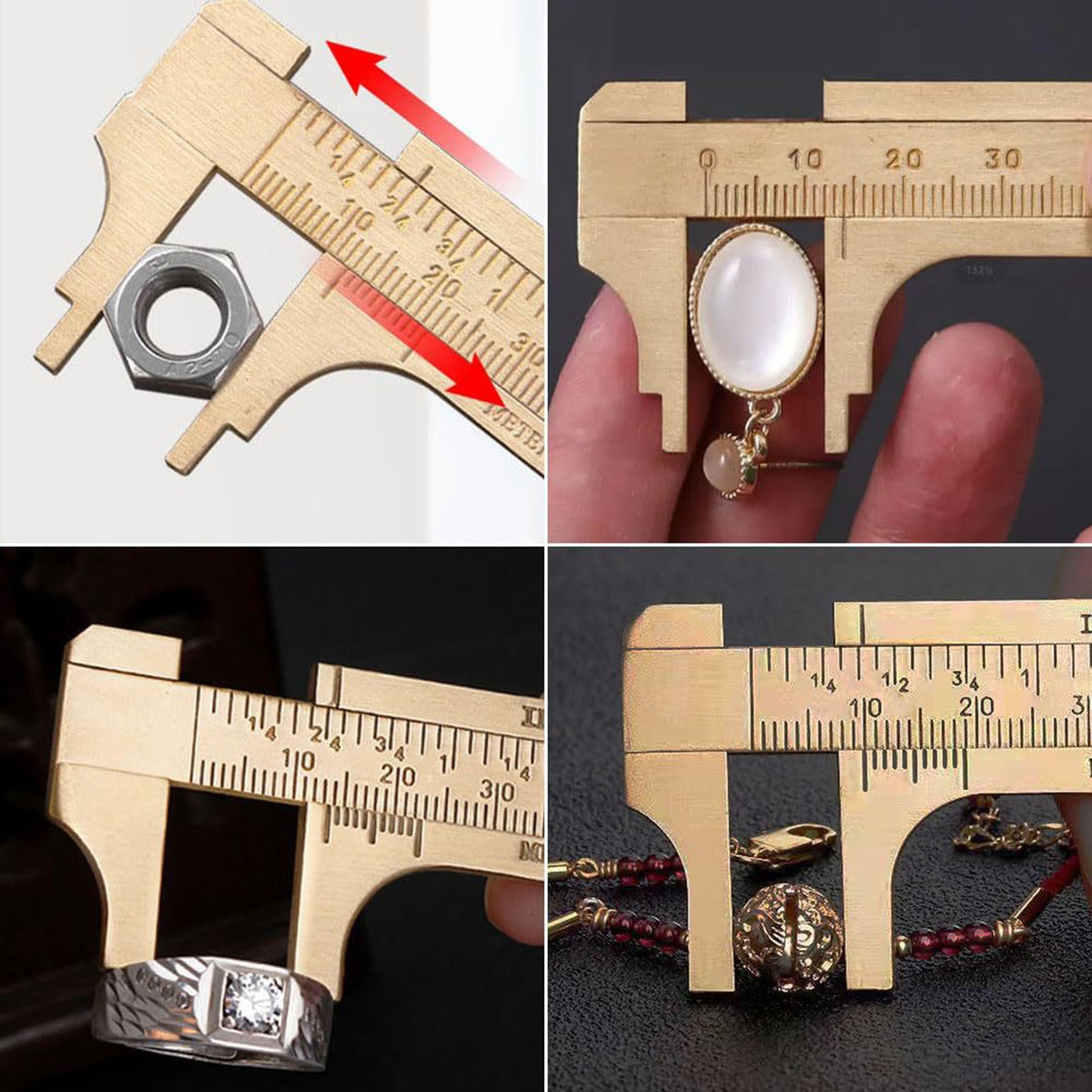 Solid Brass Caliper Measuring Tool for Precise Home Use Sizing 01mm Accuracy High Brass Construction for Household and