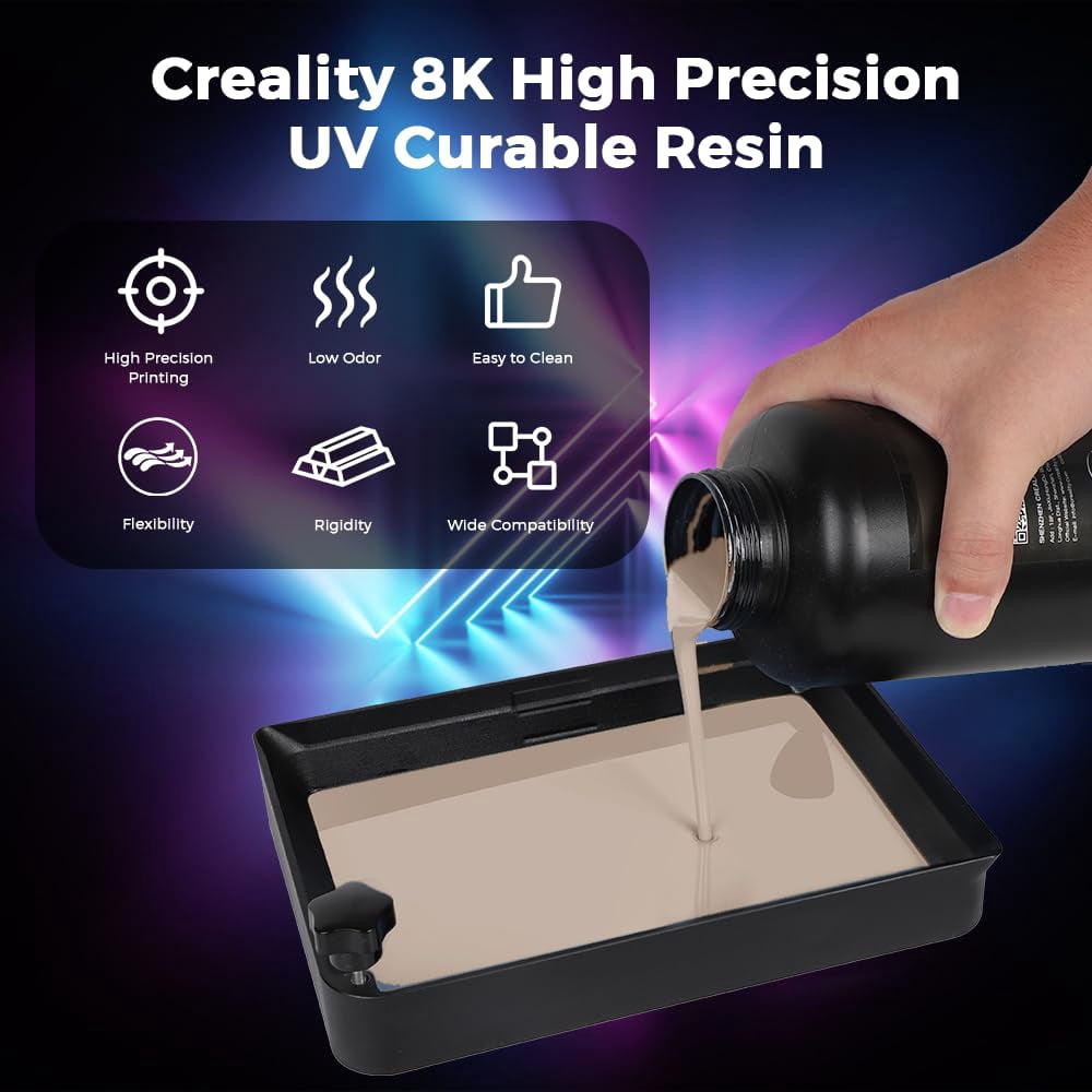 Official 8K 3D Printer Resin，1kg High Precision 405nm UV-Curing Resin Low Shrinkage, Excellent Fluidity Standard Photopolymer Resin for LCD DPL 3D Printing, Blue