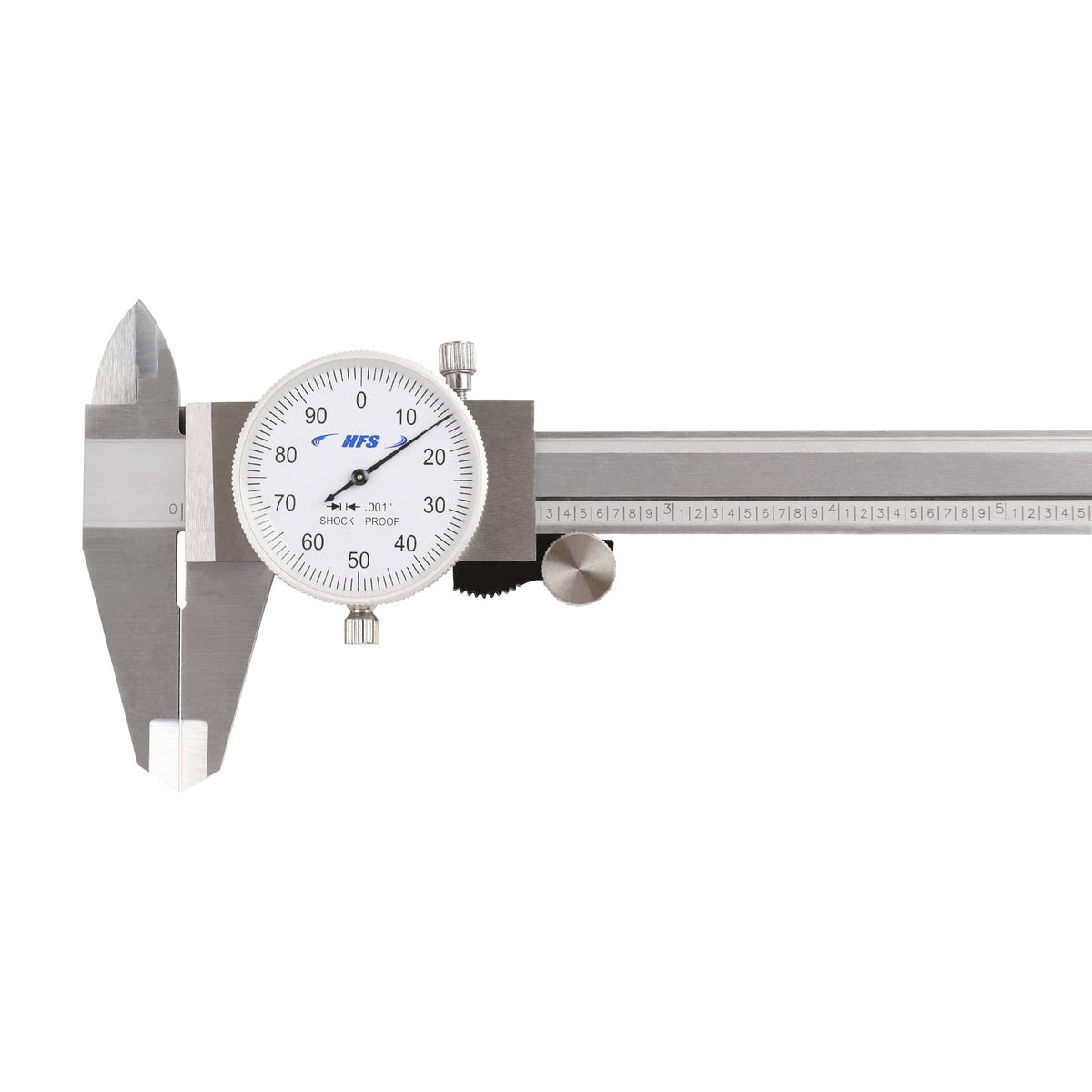 HFS(R) 0-6" Imperial Dial Caliper 4 Way Measurment .001" Accuracy Shockproof Carbon Steel
