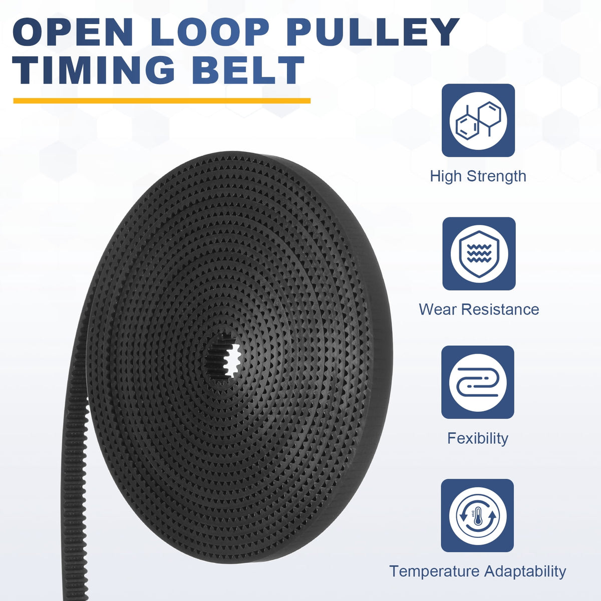 Uxcell Polyurethane PU Steel Cord 2GT Timing Belt 6x2000mm2mm Pitch 2mm Thick Black Open Loop Pulley Timing Belt for 3D Printer