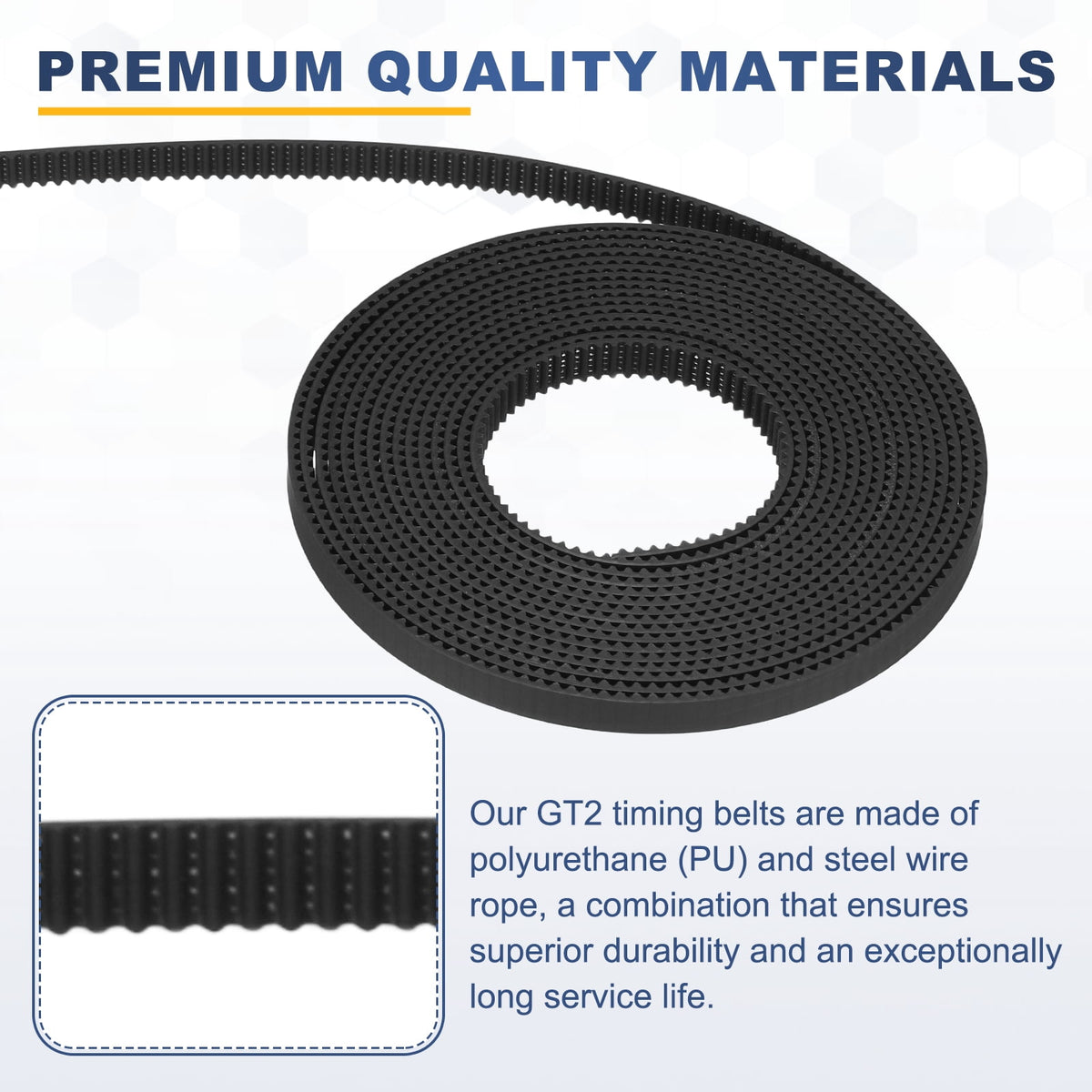 Uxcell Polyurethane PU Steel Cord 2GT Timing Belt 6x2000mm2mm Pitch 1.5mm Thick Black Open Loop Pulley Timing Belt for 3D Printer