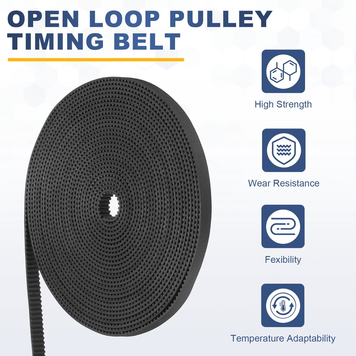 Uxcell Rubber 2GT Timing Belt 6x5000mm 2mm Pitch 2mm Thick Black Open Loop Pulley Timing Belt for 3D Printer