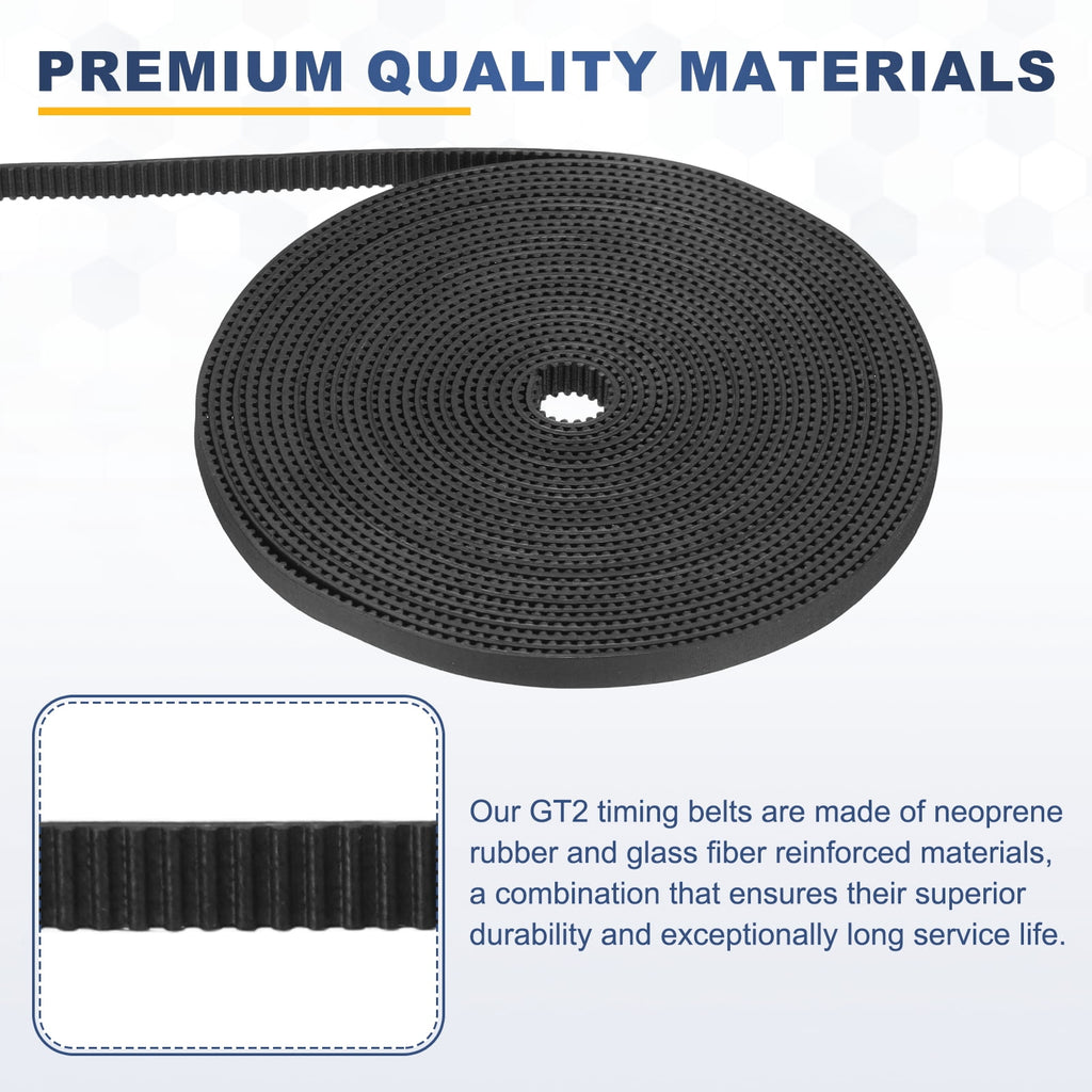 Uxcell Rubber 2GT Timing Belt 6x5000mm 2mm Pitch 2mm Thick Black Open Loop Pulley Timing Belt for 3D Printer
