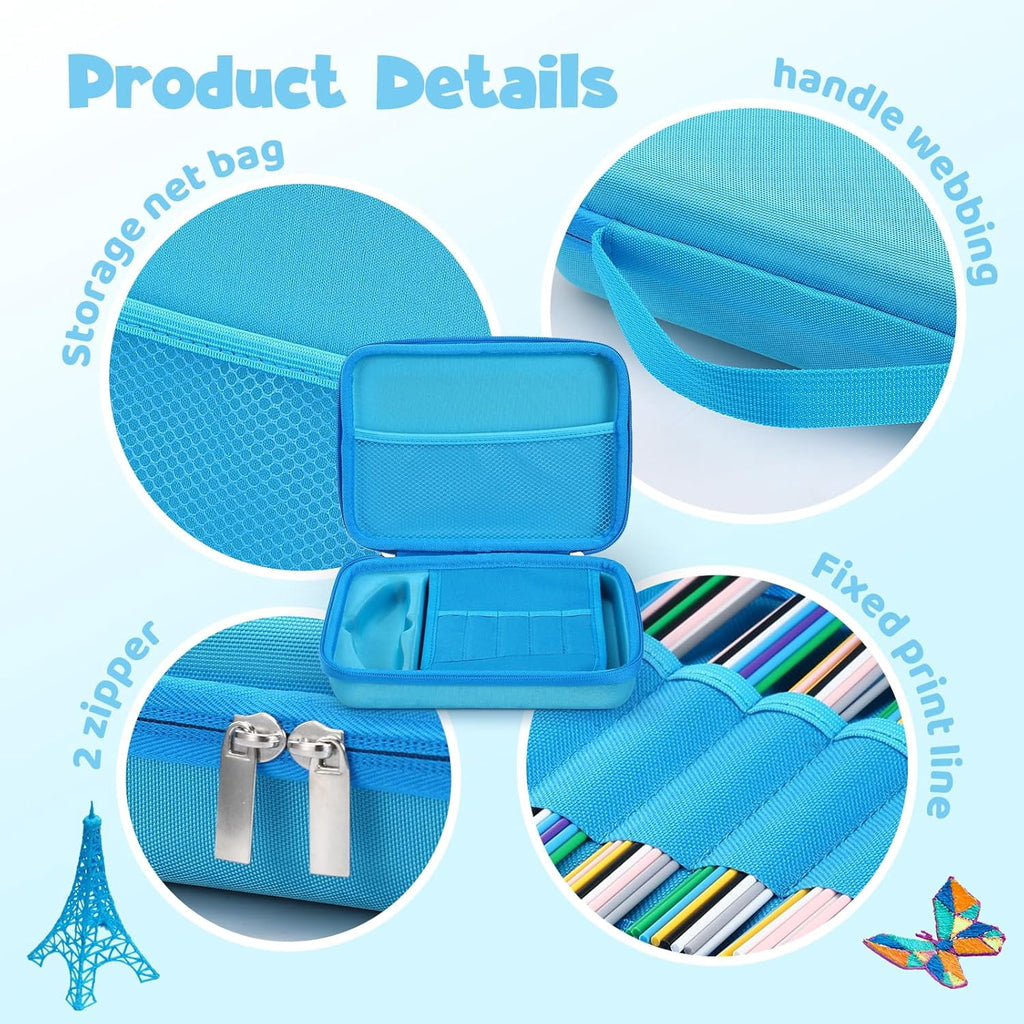 Hard Case Compatible with 3Doodler Start+ Essentials (2023) for 3D Pen Set for Kids, Art Activity Set Carrier Case for Printing Filament Refill and USB Charger,Blue (Box Only)