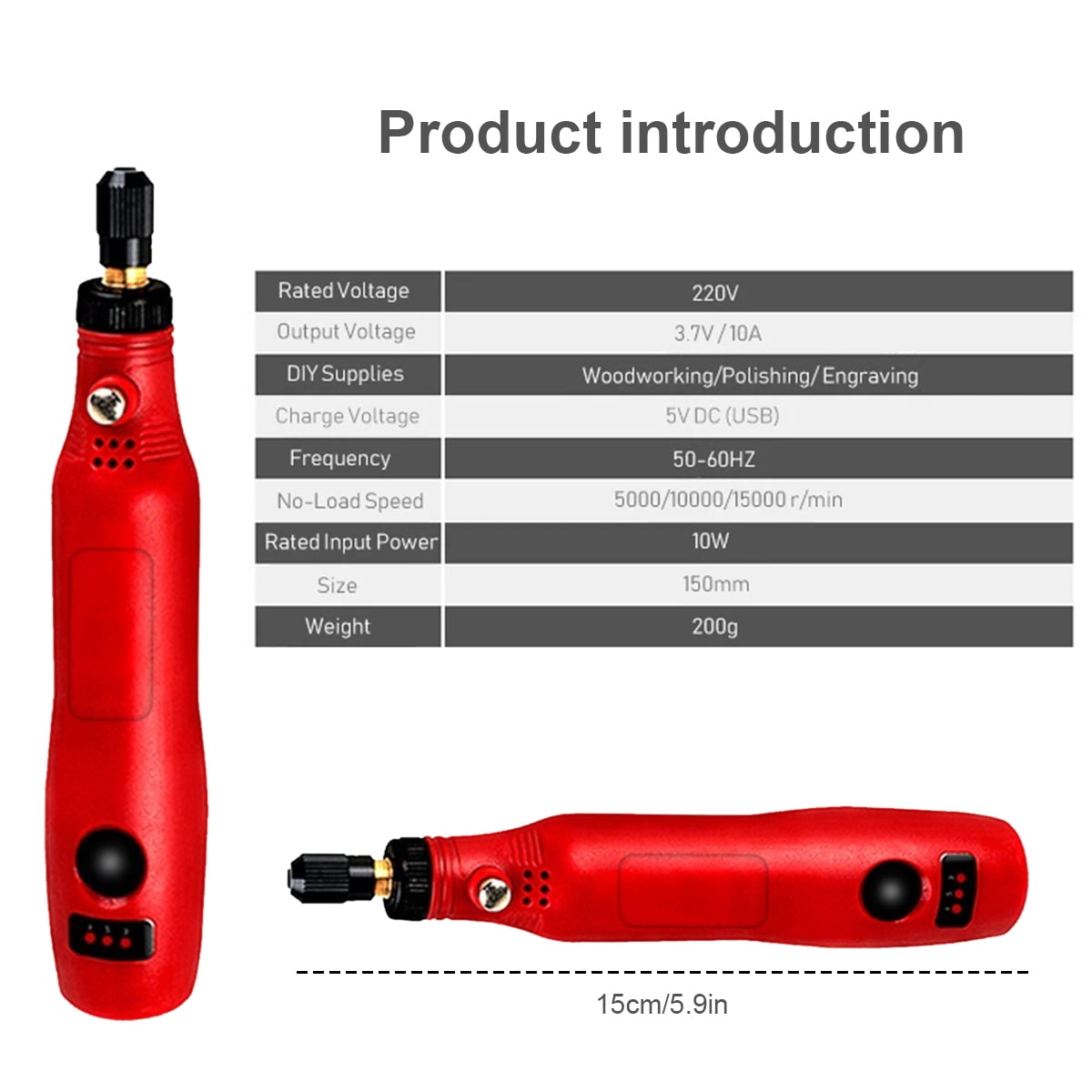 Cordless Rotary Tool Adjustable Speed Mini Electric Grinder Rechargeable Engraving Pen with 3 Speed and 36Pcs Accessories for Sanding Polishing Drilling Carving